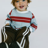 Retro Stripe Long Sleeve- Light Blue