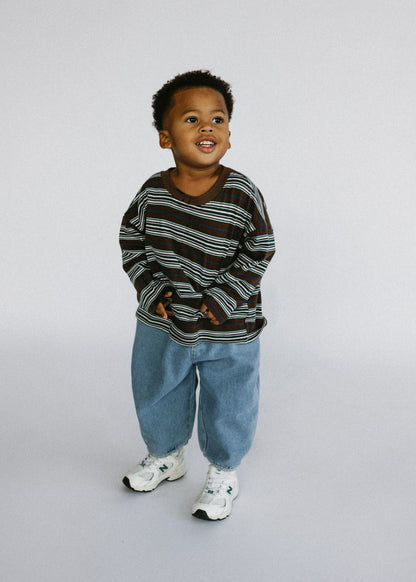 Basic Striped Long Sleeve- Brown