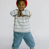 Long Sleeve Striped- Cream and Light Blue