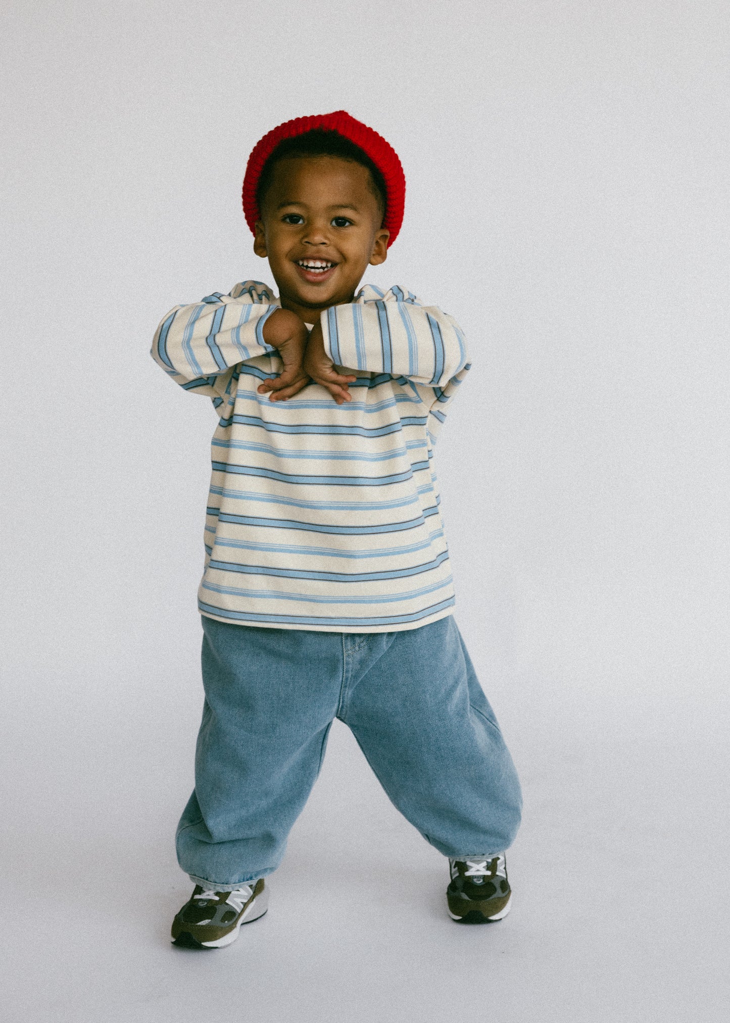 Long Sleeve Striped- Ivory and Light Blue