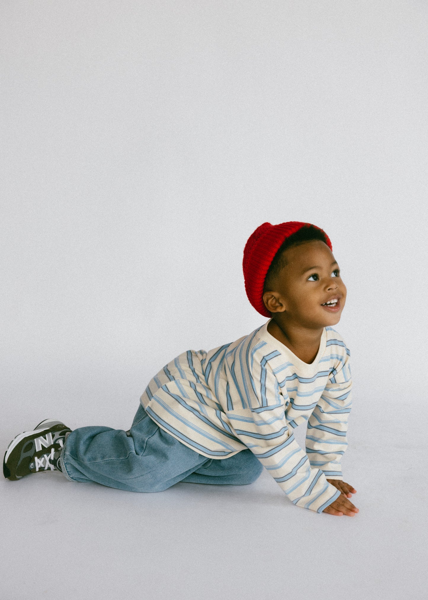 Long Sleeve Striped- Ivory and Light Blue