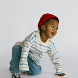 Long Sleeve Striped- Cream and Light Blue