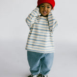 Long Sleeve Striped- Cream and Light Blue