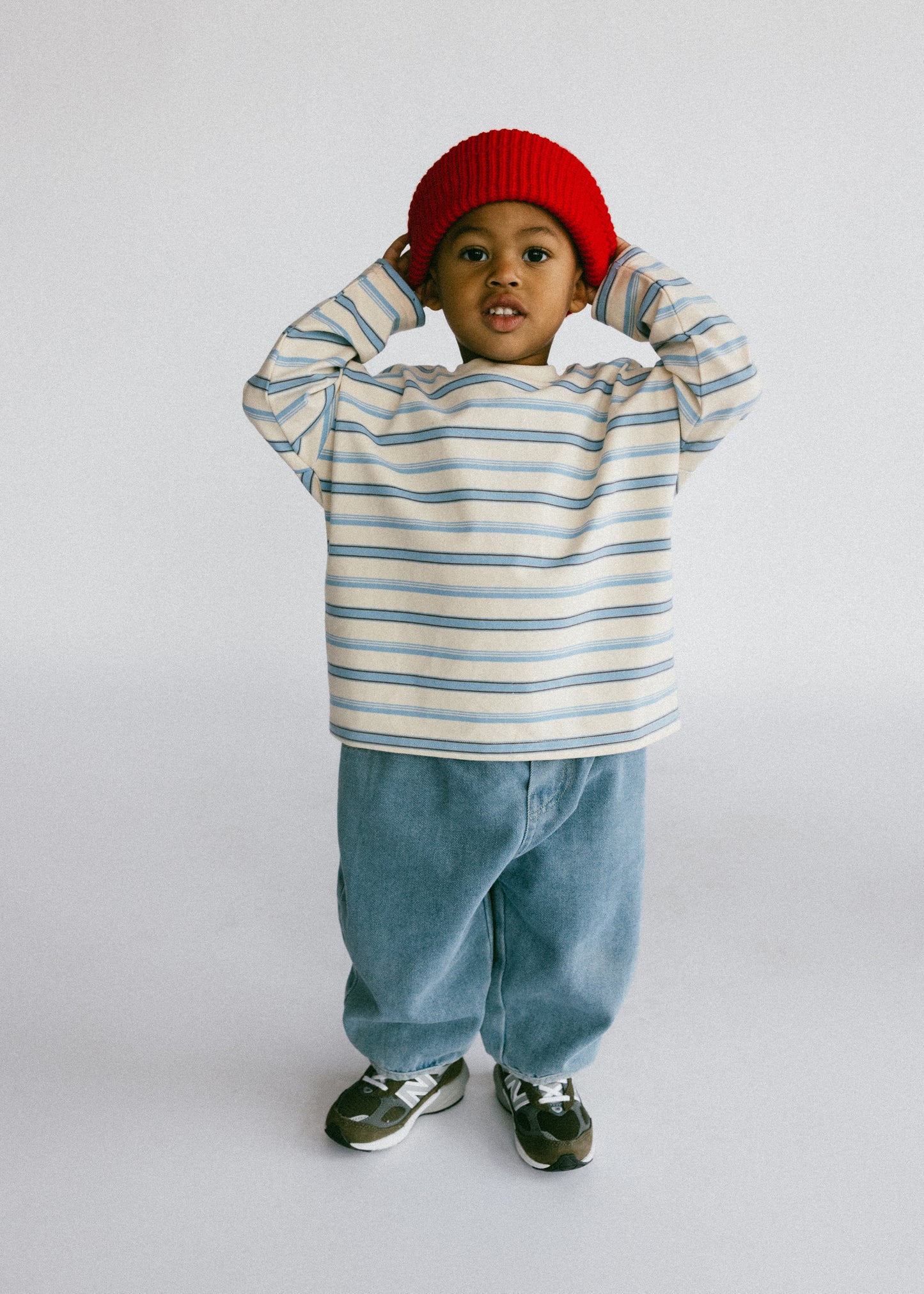 Long Sleeve Striped- Ivory and Light Blue