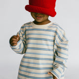 Long Sleeve Striped- Cream and Light Blue