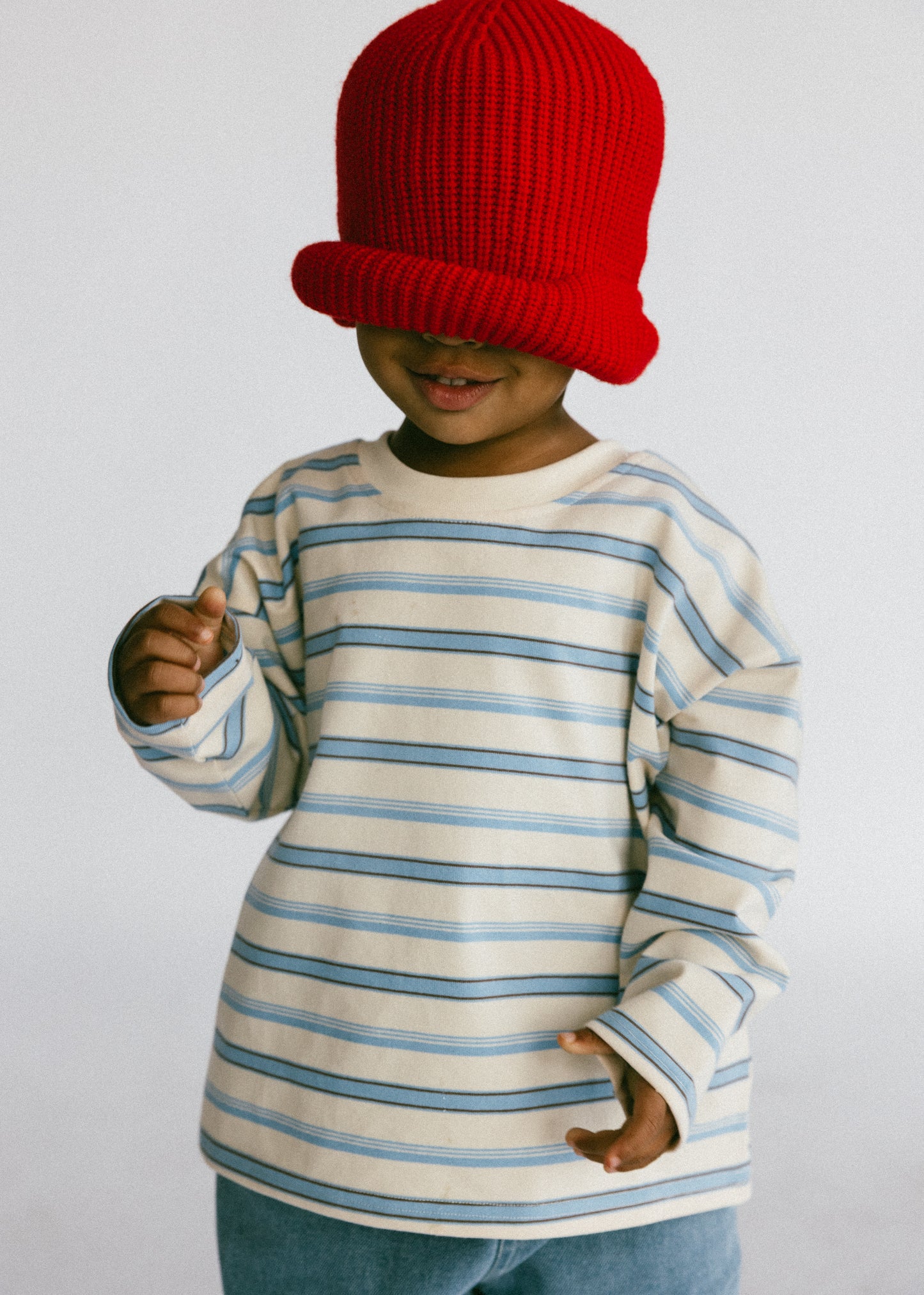 Long Sleeve Striped- Ivory and Light Blue