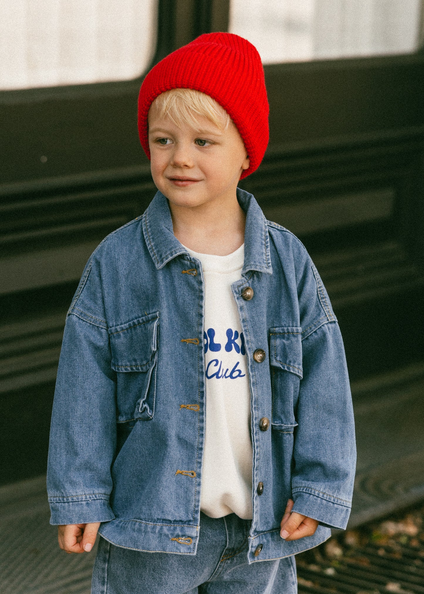 Denim Cargo Jacket- True Blue