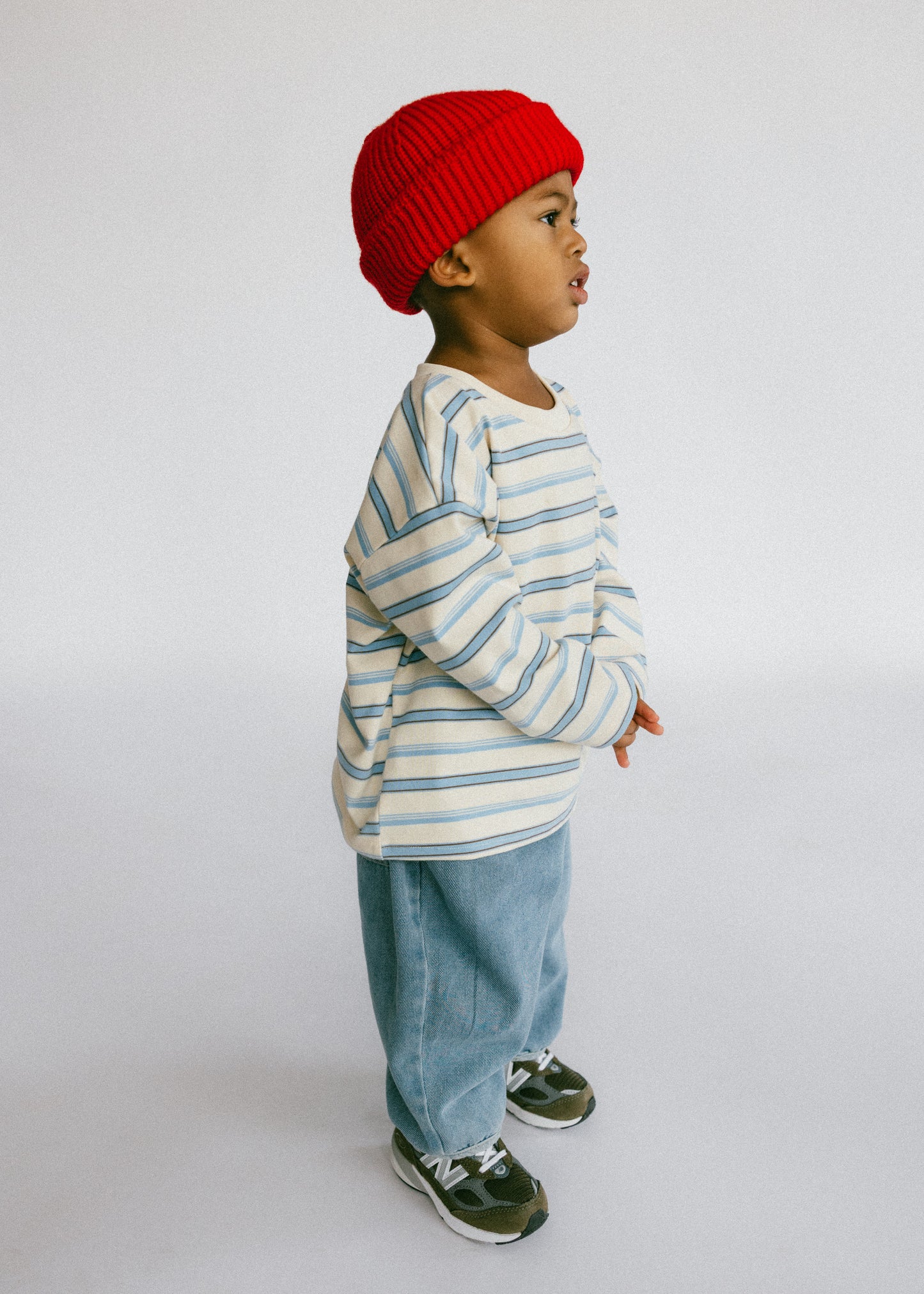 Long Sleeve Striped- Ivory and Light Blue