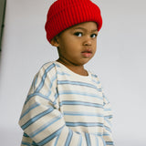 Long Sleeve Striped- Cream and Light Blue