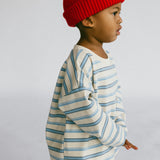 Long Sleeve Striped- Cream and Light Blue
