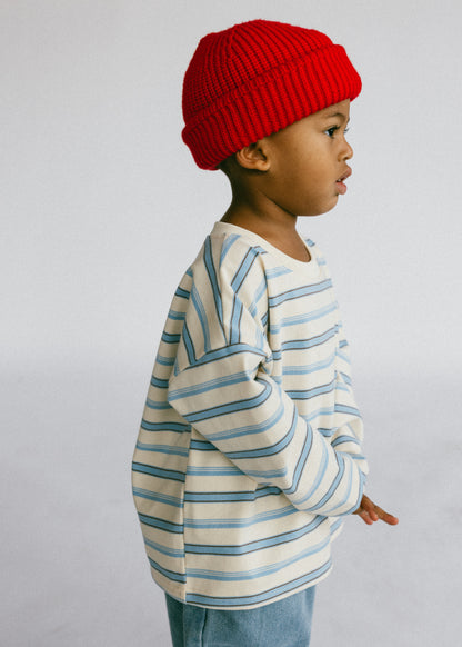 Long Sleeve Striped- Ivory and Light Blue