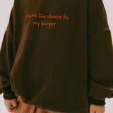 Graphic Crewneck- Burger- Brown
