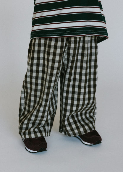 Soft Gingham Pants- Brown