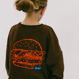 Graphic Crewneck- Burger- Brown