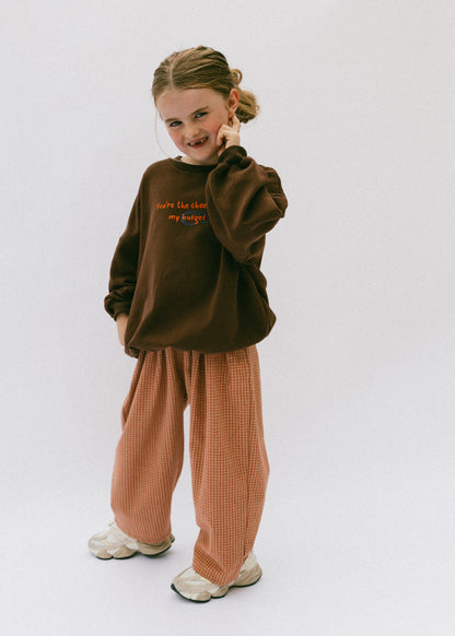 Check Pant- Tan & Red