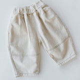 Baggy Barrel Stitch Jeans- Cream