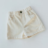 Wide Leg Denim Shorts- Cream