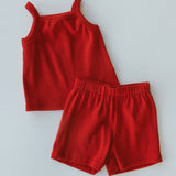 Ribbed Tank Set- Red