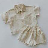 Cargo Wide Leg Shorts- Cream