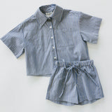Poplin Button Up Set- Vintage Blue