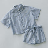 Poplin Button Up Set- Light Blue