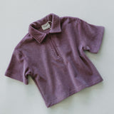 Terry Zip Polo- Mulberry