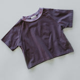Contrast Collar Baggy Tee- Grape & Violet
