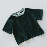 Contrast Collar Baggy Tee- Deep Sea & Mint