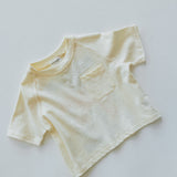 Pocket Graphic Tee- Flowers- Cream