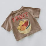 Pocket Graphic Tee- Fruit- Light Brown