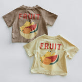 Pocket Graphic Tee- Fruit- Light Brown