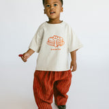 Linen Stripe Pants- Tomato