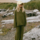 Knitted Cotton Pants- Olive