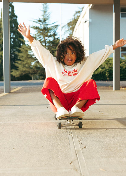 Graphic Crewneck- Snacks For Dinner- Red