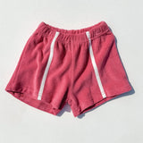 Single Stripe Terry Shorts- Raspberry