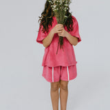 Single Stripe Terry Shorts- Raspberry