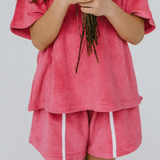 Single Stripe Terry Shorts- Raspberry
