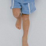 Single Stripe Terry Shorts- Blue Poppy