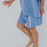 Single Stripe Terry Shorts- Blue Poppy
