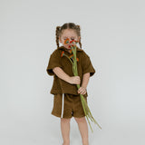 Single Stripe Terry Shorts- Earthy