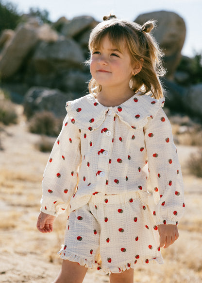 Muslin Collared Set- Strawberry