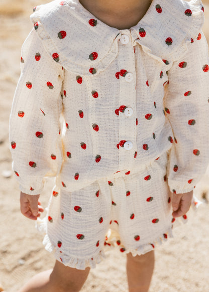 Muslin Collared Set- Strawberry