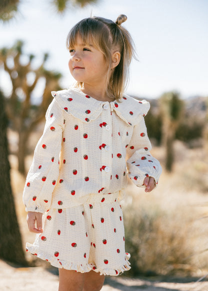 Muslin Collared Set- Strawberry