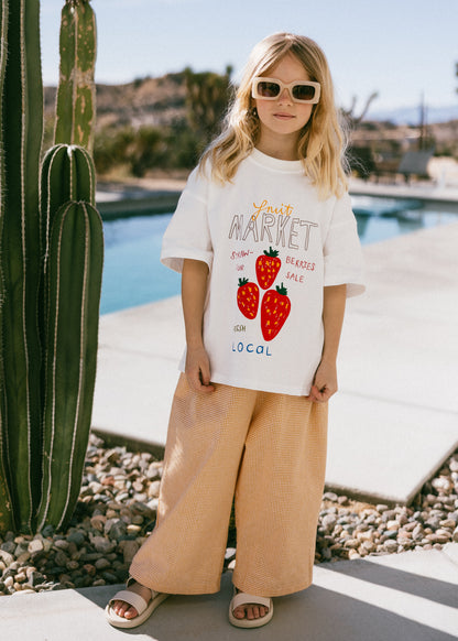 Oversized Graphic Tee- Fruit Market- White