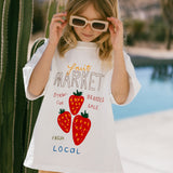 Oversized Graphic Tee- Fruit Market- White