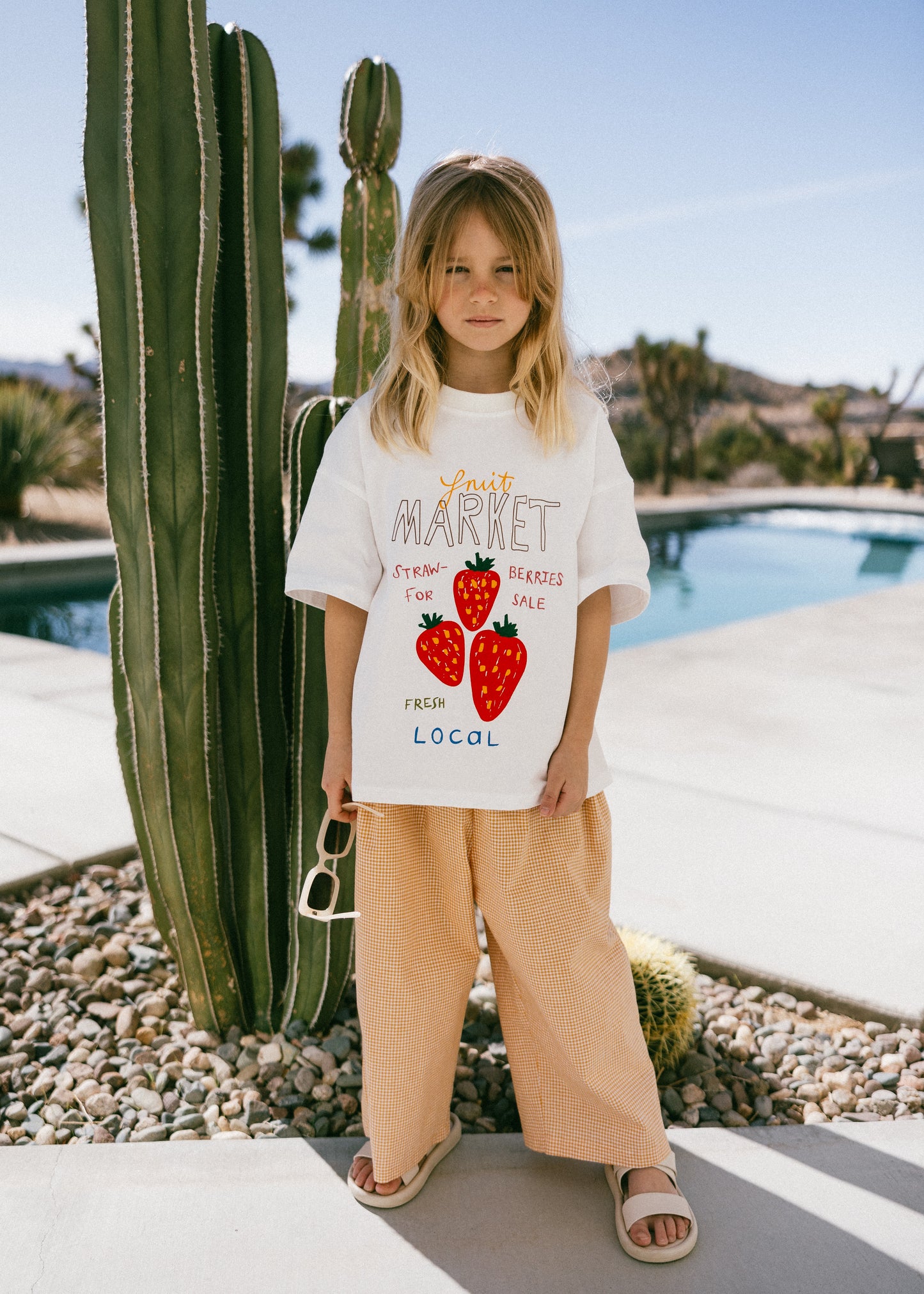 Oversized Graphic Tee- Fruit Market- White