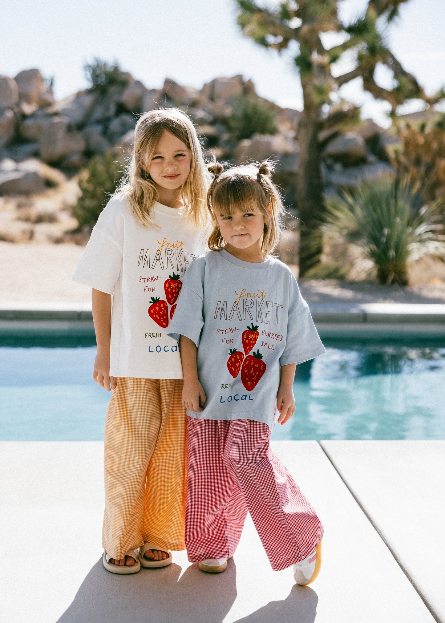 Oversized Graphic Tee- Fruit Market- White