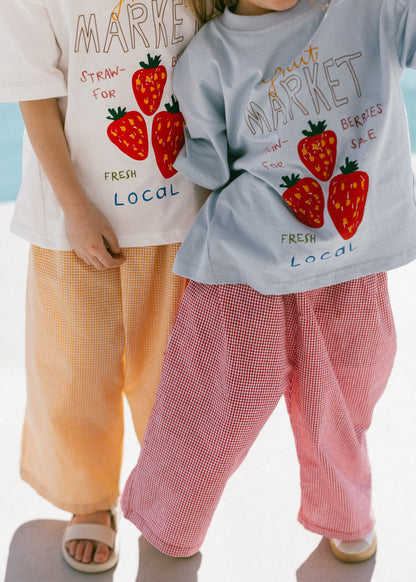 Oversized Graphic Tee- Fruit Market- Blue