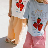 Oversized Graphic Tee- Fruit Market- White