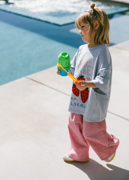 Oversized Graphic Tee- Fruit Market- Blue